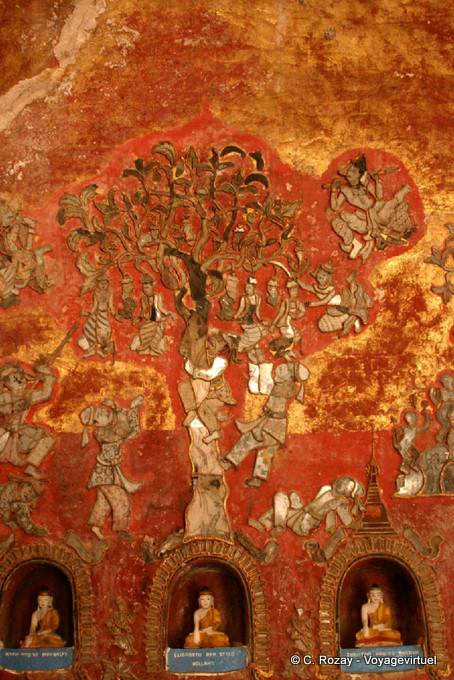 Murale e Buddha Monastero Shwe Yan Pyay, lago Inle - Myanmar (Birmania)