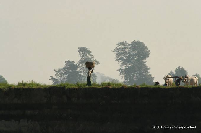 Vita di paese sulle rive del Irrawaddy, Mandalay - Myanmar (Birmania)