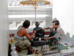 Riparazioni statua, Sule Pagoda, Rangoon, Birmania.