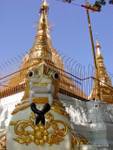 Mostro nell'allineamento di stupa, Shwedagon Pagoda, Rangoon, Birmania.