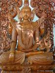 Buddha dipinto legno pregiato, Shwedagon Pagoda, Rangoon, Birmania.