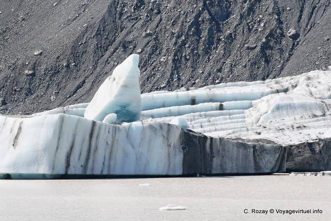 Ice pezzo interrompe Tasman Glacier Tasman Lake, Canterbury - Nuova Zelanda
