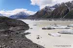 Paesaggio, Tasman Lake, Canterbury, Nuova Zelanda.