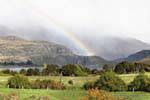 Arcobaleno cielo, Lago Wanaka, Southland, Nuova Zelanda.