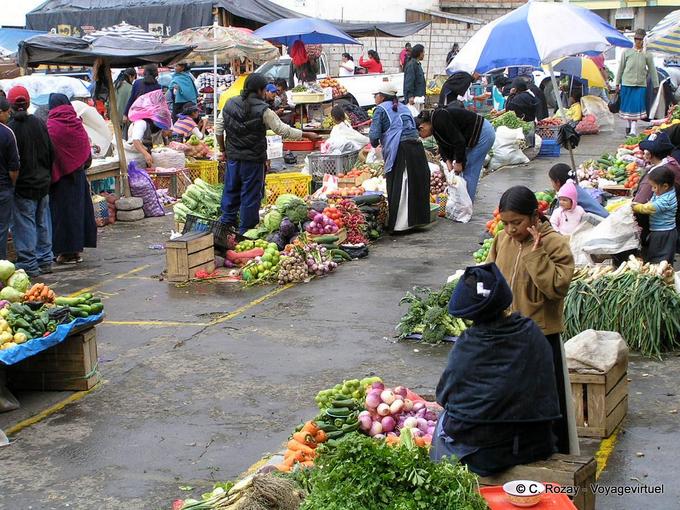 Il mercato della frutta e verdura indiano Otavalo -Equador
