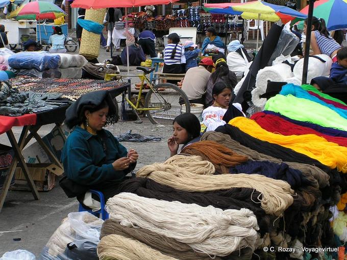 Tessitori di lana di colori Otavaleños, Otavalo -Equador