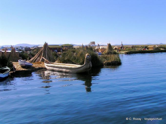 Totora barche (tessuto canna), la vita Titicaca -Perù