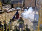 La vita quotidiana Aymara Titicaca, Perù.