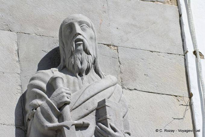 Tavira, scultura santo dalla chiesa della Misericordia - Portogallo
