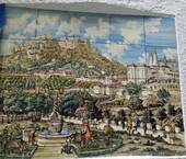 Azulejos Tabella che rappresentano il vecchio Sintra, Portogallo.