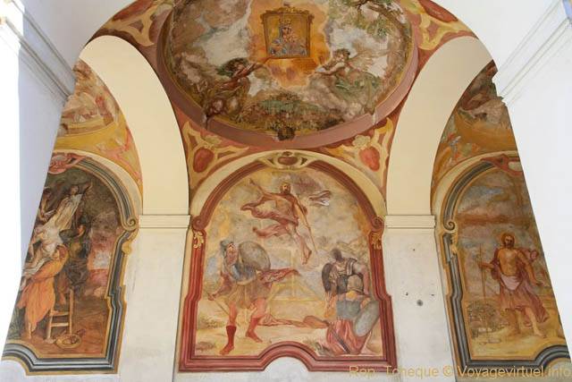 Peintures du cloître vers la chapelle du Saint-Sépulcre, église Notre-Dame de la Victoire (Montagne Blanche), Bílá Hora - Praga, Repubblica Ceca