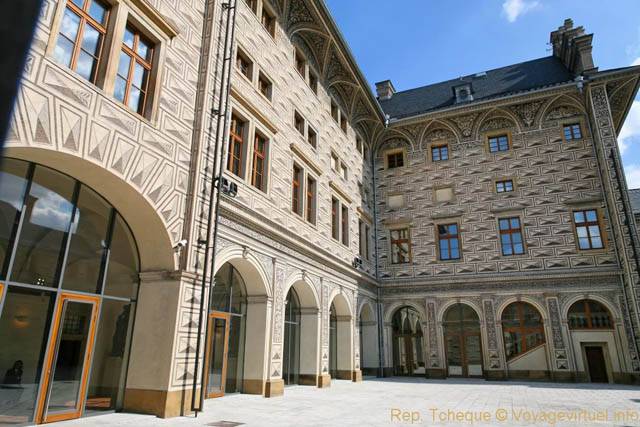 Hradcanske Nam, architecture du Schwarzenbersky Palace - Praga, Repubblica Ceca