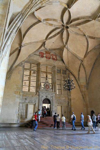 Hradcany, Ancien Palais Royal, lacis de nervures de la la salle Vladislas, (Prazsky Hrad) - Praga, Repubblica Ceca