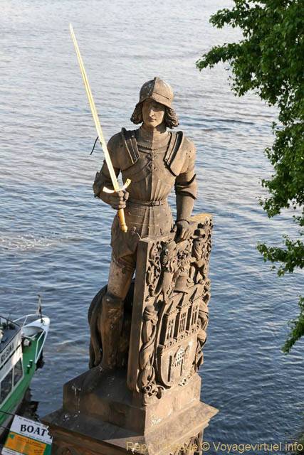 Karluv Most, Pont Charles, statue de Bruncvik, côté Malá Strana - Praga, Repubblica Ceca