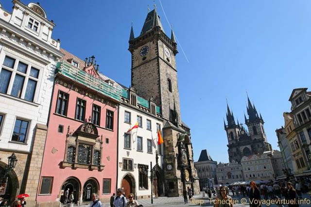 Vieille-Ville, panorama sur l'Ancien Hôtel de ville et l'horloge astronomique médiévale - Praga, Repubblica Ceca