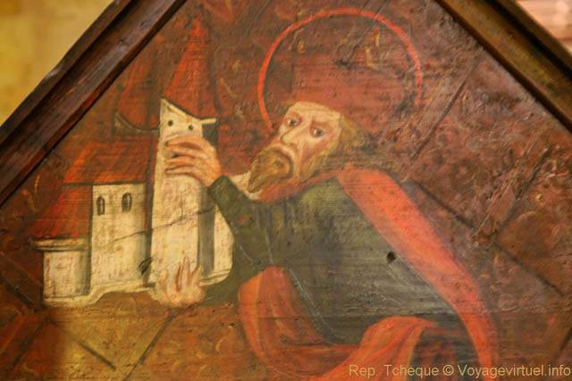 Détail d'une peinture sur un tombeau, Couvent Saint-Georges, National Gallery, (Jiřský klášter) - Praga, Repubblica Ceca