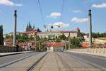Pont Manesuv Most, vue sur le château de Prague, Praga, Repubblica Ceca.