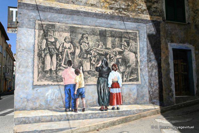 Fonni, doppio trompe-l'oeil murale - Sardegna