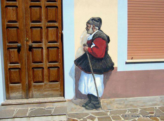 Il pastore al murale porta Fonni - Sardegna