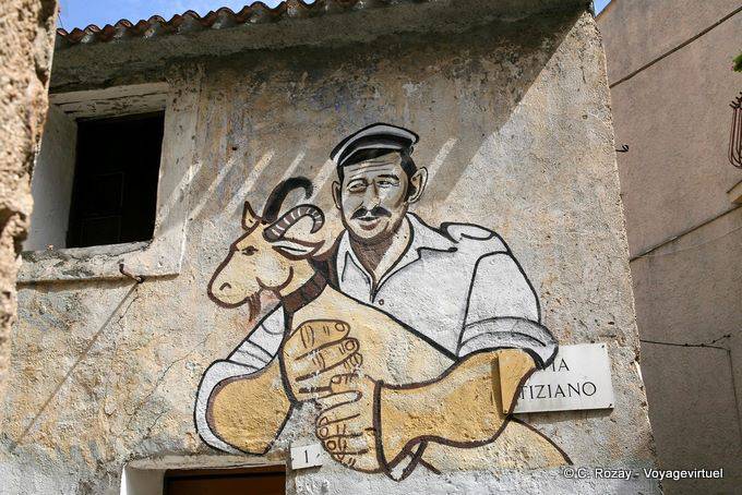 Orgosolo, il capraio, Via Tiziano, murale - Sardegna