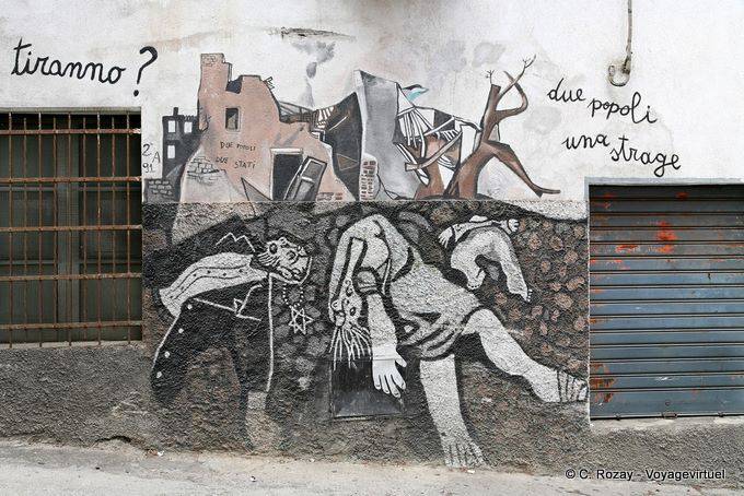 Orgosolo, due persone, un massacro, la tirannia, murale - Sardegna
