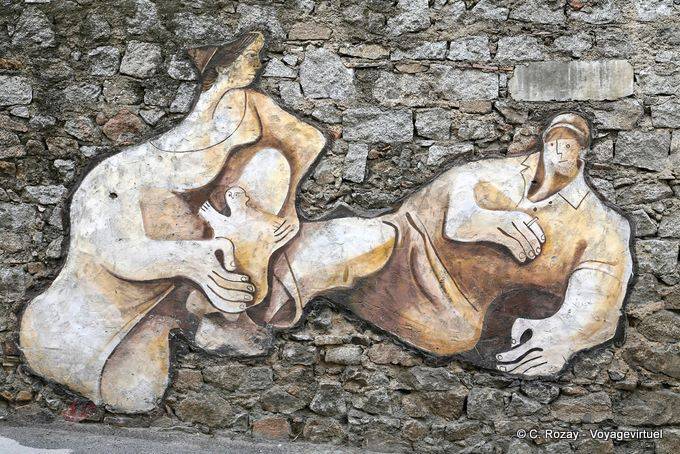 Orgosolo, una famiglia per riposare, murale - Sardegna