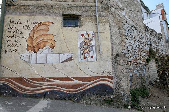 Orgosolo, il viaggio di mille miglia comincia con un piccolo passo, Fortunato, murale - Sardegna