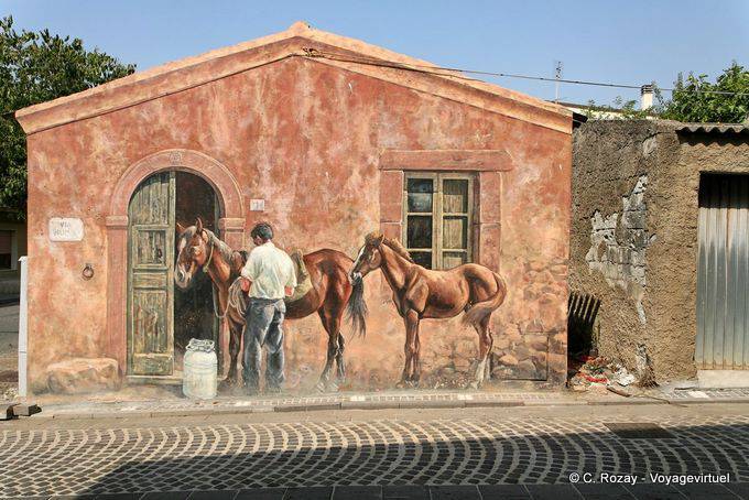 Tinnura, cavallo Via Nuova, murale - Sardegna