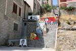 Orgosolo, divertenti scale, murale, Sardegna.