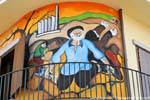 Orgosolo, la disperazione durante la siccità, affresco della Biblioteca Comunale, Sardegna.
