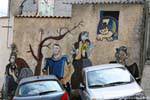 Orgosolo, scene di strada, murale, Sardegna.