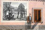 Tinnura, il Passe-Muraille e la sua antenata, murale, Sardegna.