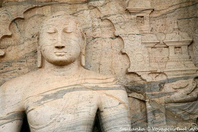 Buddha seduto meditazione (influenza Mahayana), Kalu Gal Vihara, Polonnaruwa - Ceylon Sri Lanka