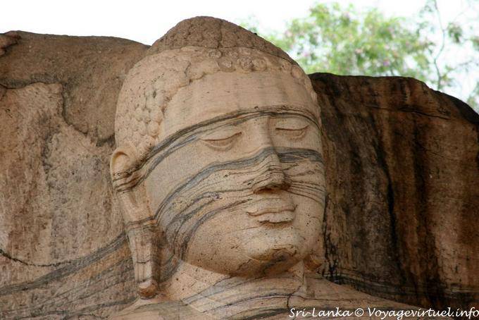 Buddha faccia con l'espressione dolorosa, Gal Vihara, Polonnaruwa - Ceylon Sri Lanka