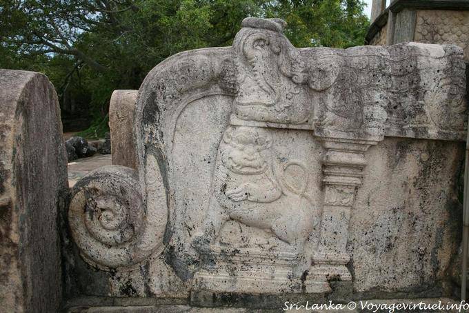 Decorazione Leone a Polonnaruwa Vatadage entrare - Ceylon Sri Lanka