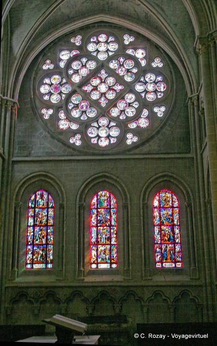 Rose finestra finestre e vetrate della cattedrale, Losanna - La Svizzera