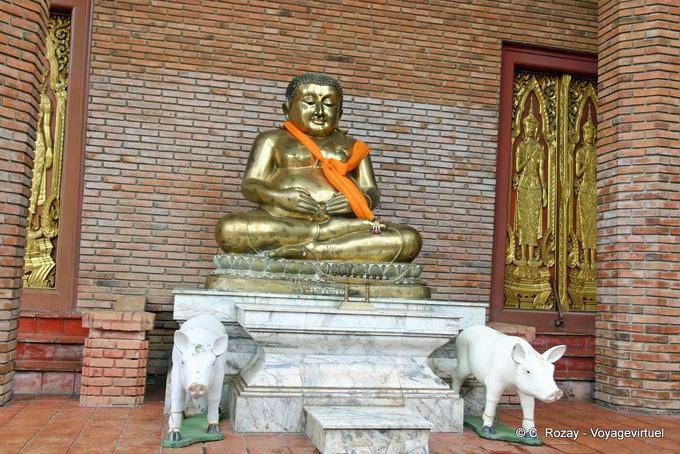 Maiali Buddha cinesi, Wat Yai Chai Mongkol, Ayutthaya - La Tailandia