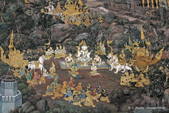 Set di murales, Wat Pho, Bangkok - La Tailandia