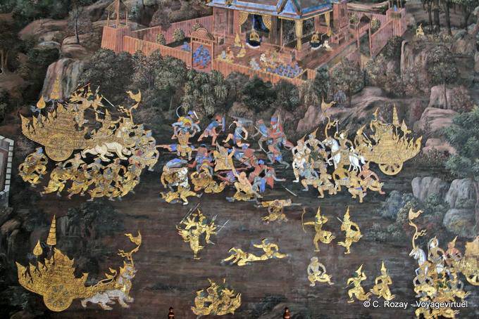 Murale, Wat Pho (Wat Phra Chettuphon), Bangkok - La Tailandia