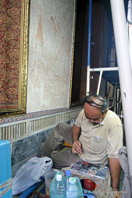 Restauratore d'arte, Wat Pho (Wat Phra Chettuphon), Bangkok - La Tailandia