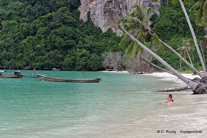 Nuoto sotto gli alberi di cocco, Koh Phi Phi - La Tailandia
