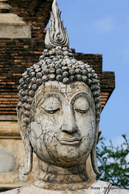 Buddha testa della statua, Sukhothai, Wat Mahathat - La Tailandia