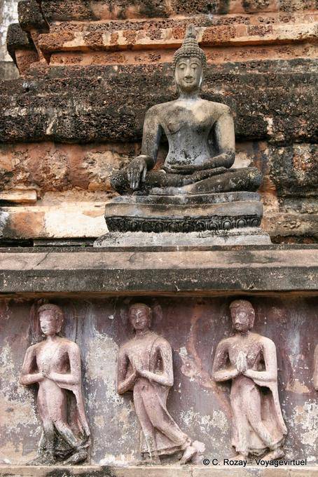 Affresco della salvezza riverenza, Sukhothai, Wat Mahathat - La Tailandia