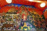 Decorazione della parete tailandese Wat Choeng Phanan, Ayutthaya, La Tailandia.