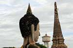 Forme comiche, Wat Yai Chai Mongkol, Ayutthaya, La Tailandia.