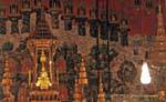 Interno del tempio e vista sul Buddha di Smeraldo, il Wat Phra Kaew, Bangkok, La Tailandia.
