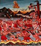 Pittura dell'Inferno, Wat Tung Yu, Chiang Mai, La Tailandia.