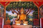 Buddha prima della udumbara, albero mitico, Wat Phra Singh, Chiang Mai, La Tailandia.