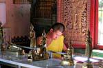 Monaco studioso Wat Phra Singh, Chiang Mai, La Tailandia.