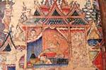 Murales all'interno Wihan Lai Kham, Wat Phra Singh, Chiang Mai, La Tailandia.